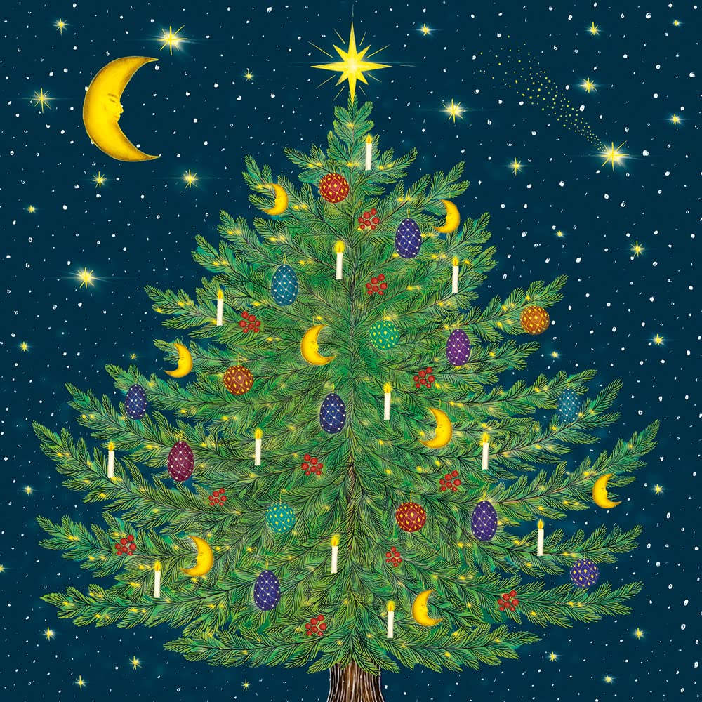 Museums & Galleries Pack of 5 Artistic Charity Christmas Cards - Christmas Tree - Lovely Festive Illustration by Catherine Rowe - 5 Cards of 1 Design