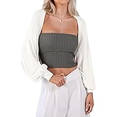 Totatuit Women's Y2K Bolero Shrugs Long Batwing Sleeve Knit Cropped Cardigan Drop Shoulder Cardigan with Back Slit