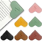 6Pcs Personalized Leather Heart Bookmark with Initial,26 A-Z Letters Cute Corner Book Mark for Reading,Book Page Accessories for Women, Book Lovers, Teachers, Students Gifts