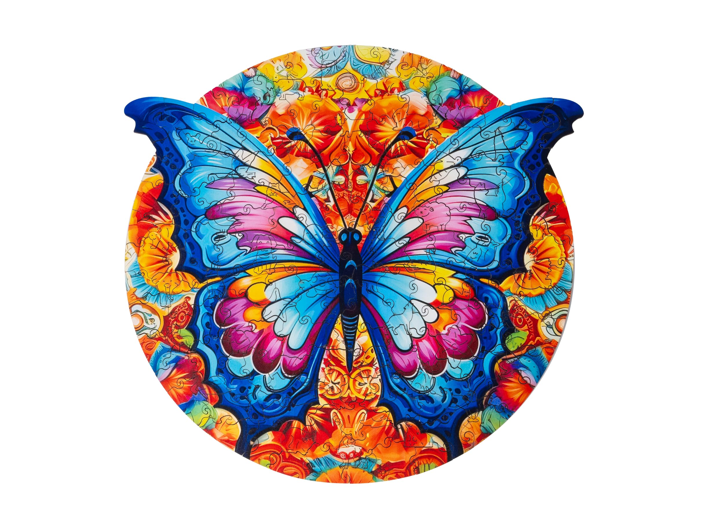 Recent Toys Wooden Jigsaw Puzzle Butterfly for Adults and Kids.176 Piece puzzle, large size 30 x 28 cm with Unique Shaped pieces. Includes wooden storage gift box and stand.