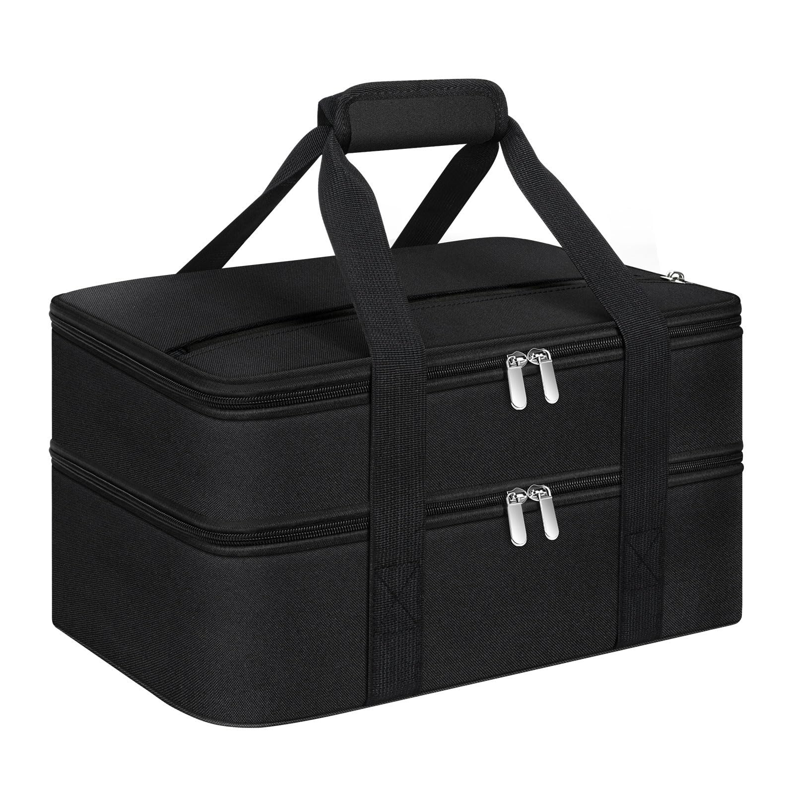 Photo 1 of MIAOJIE Double Insulated Casserole Carrier, Portable Casserole Carrier for Hot or Cold Food Lunch Tote Warmer or Cooler Bag, Lasagna Lunch Bag for Potluck Parties- Fits 9" x 13" Baking Dish-Black