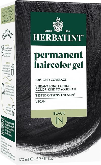 Herbatint Permanent Herbal Hair Color Gel 1N Black 4.56oz Natural Ingredients