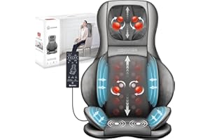 COMFIER Massager Chair with Heat, Shiatsu Neck Back Massager Portable with Compress & Rolling,Massage Chair Pad for Full Back,for Dad Mom Women Men
