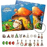 Mushroom Christmas Advent Calendar, 24 Days DIY Charm Bracelets Jewelry Xmas Countdown Calendar Box Beaded Bracelets Jewelry Making Kit Gift for Xmas Stocking Stuffers