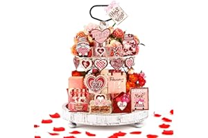 Nitial 17 Pcs Valentine's Day Tiered Tray Decor Farmhouse Gnome Heart Wooden Sign Tabletop Rustic Tiered Tray Decorations for Valentines Home Kitchen Decor
