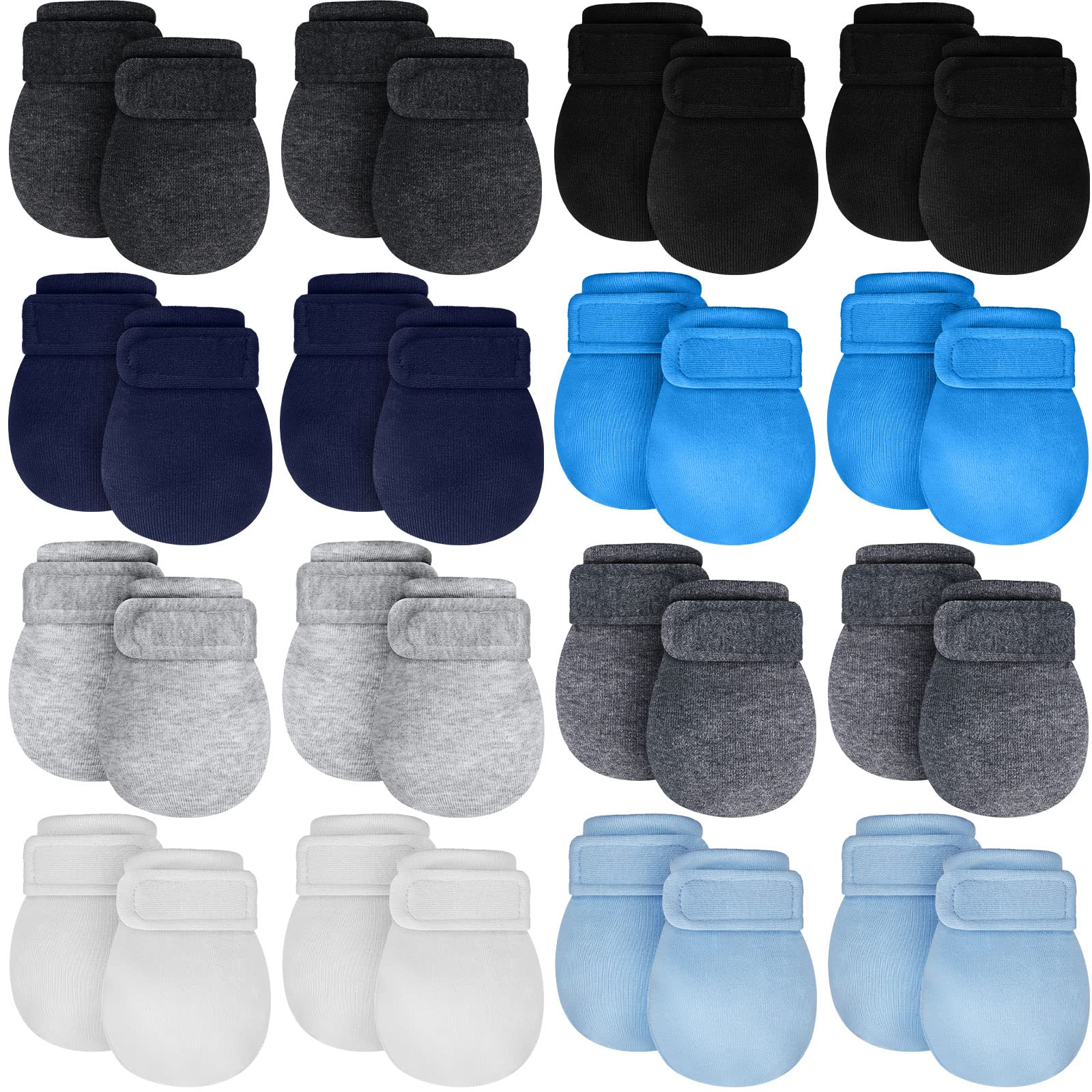 Photo 1 of Newcotte 16 Pairs Adjustable Baby Mittens No Scratch Newborn Cotton Breathable Gloves Warm Baby Mitts for Boys (Classic Color)