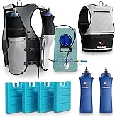 TakaFiTrail Running Hydration Vest Men - Breathable Trail Running Hydration Vest w/ 2 Water Bottles, Bladder Pouch, Ice Pack for Runners - Reflective Marathon Gear Jogging Backpack for Hiking