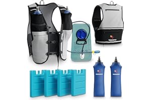 TAKA FIT TakaFiTrail Running Hydration Vest Men - Breathable Trail Running Hydration Vest w/ 2 Water Bottles, Bladder Pouch, Ice Pack for Runners - Reflective Marathon Gear Jogging Backpack for Hiking