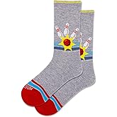 Hot Sox Women's Retro Bowling Crew Socks 1 Pair, Grey Heather, Women's Shoe 4-10