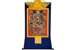 Gandhanra Tantric Tibetan Buddhist Thangka Wall Hanging,Palden Lhamo Thangka,Glorious Goddess Shri Devi,Hot Stamping Brocade 