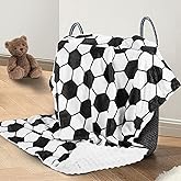 Soccer Baby Blanket for Boys Girls Soft Fleece Minky Blanket with Dotted Backing Double Layer Newborn Toddler Blankie for Nursery Stroller Crib Gift Ideas to Son Nephew Grandson 26.5 * 40