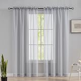 Home Brilliant Net Curtain 2 Panels 54x72 Light Grey Rod Pocket