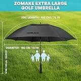 ZOMAKE 72in Golf Umbrella Windproof Rainproof Double Canopy Black view 2