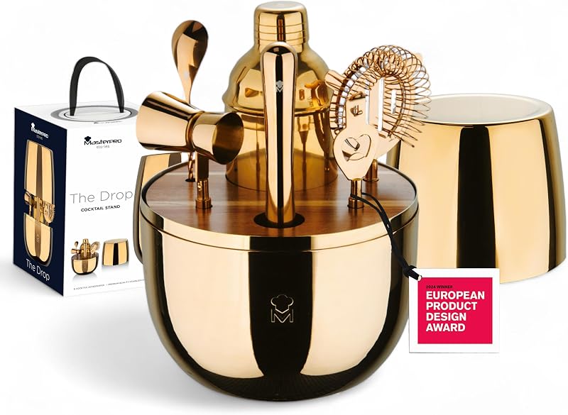 The Drop - 6-teiliges Edelstahl Design-Cocktail-Set - Elegant, langlebig und multifunktionsfähig - Ideale Geschenksidee (Weihnachten, Ostern, Hochzeit) - Geschenkbox inkludiert