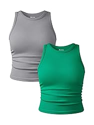 OQQ Women's 2 Piece Tank Tops Crew Neck Sleeveless