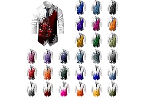 Christmas Suit Vest for Men Funny Graphic Slim Fit Button Western Waistcoat Classic Xmas Holiday Vests Suits Tuxedo