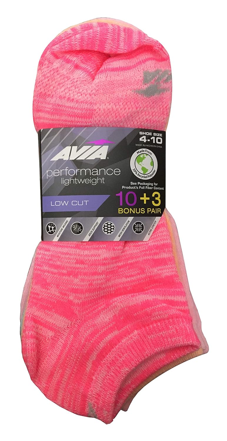 AVIA Women's Lightweight Premium Performance Socks, 13Pair Pack (Sock