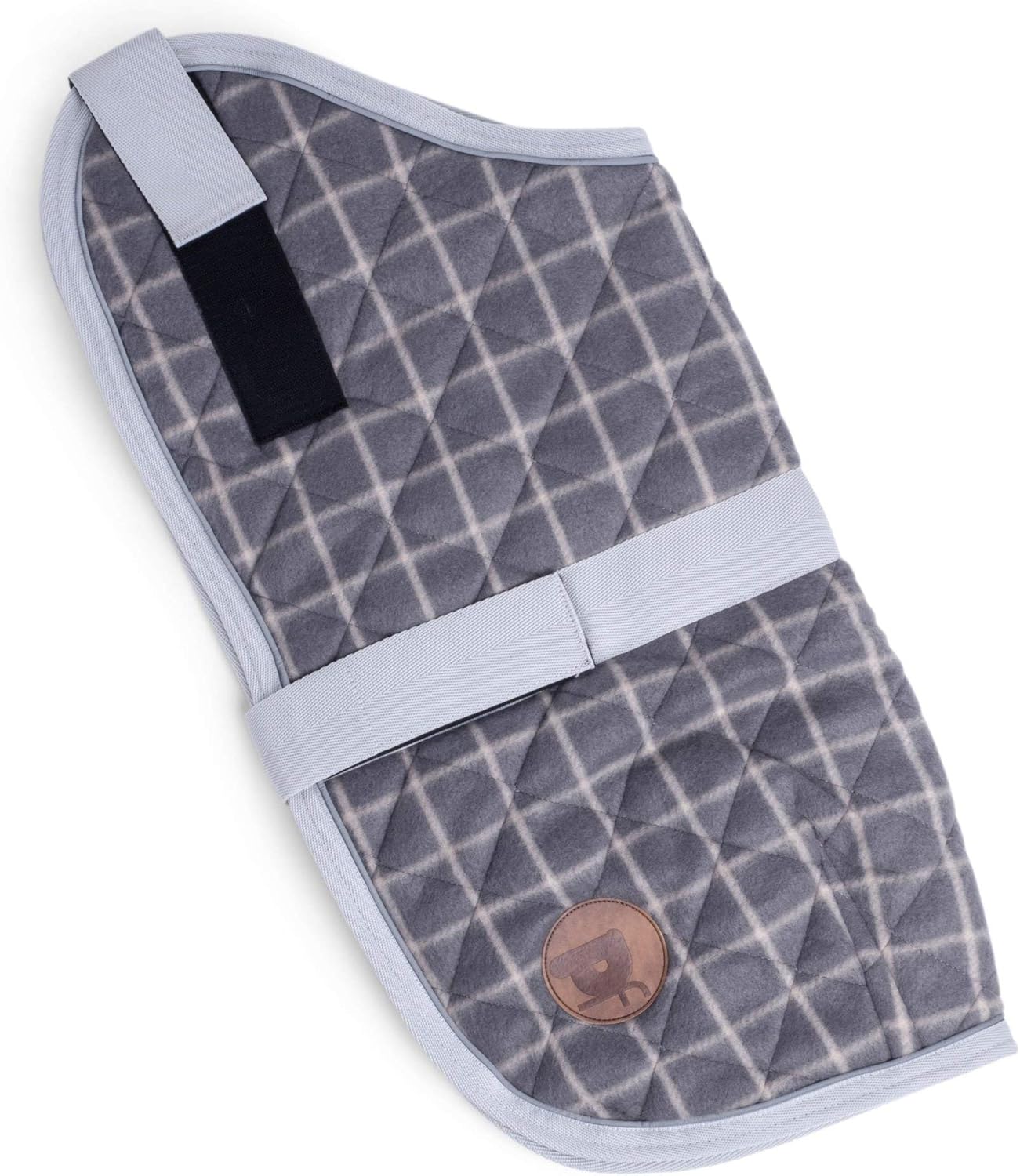 Petface Signature Check Pattern Quilted Dog Coat, 30 cm, Grey