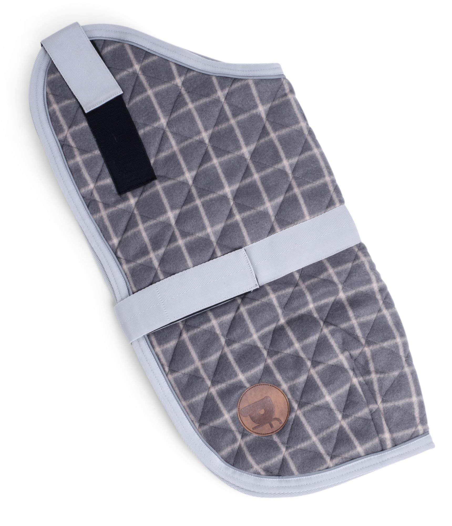 Petface Signature Check Pattern Quilted Dog Coat, 30 cm, Grey — image 1