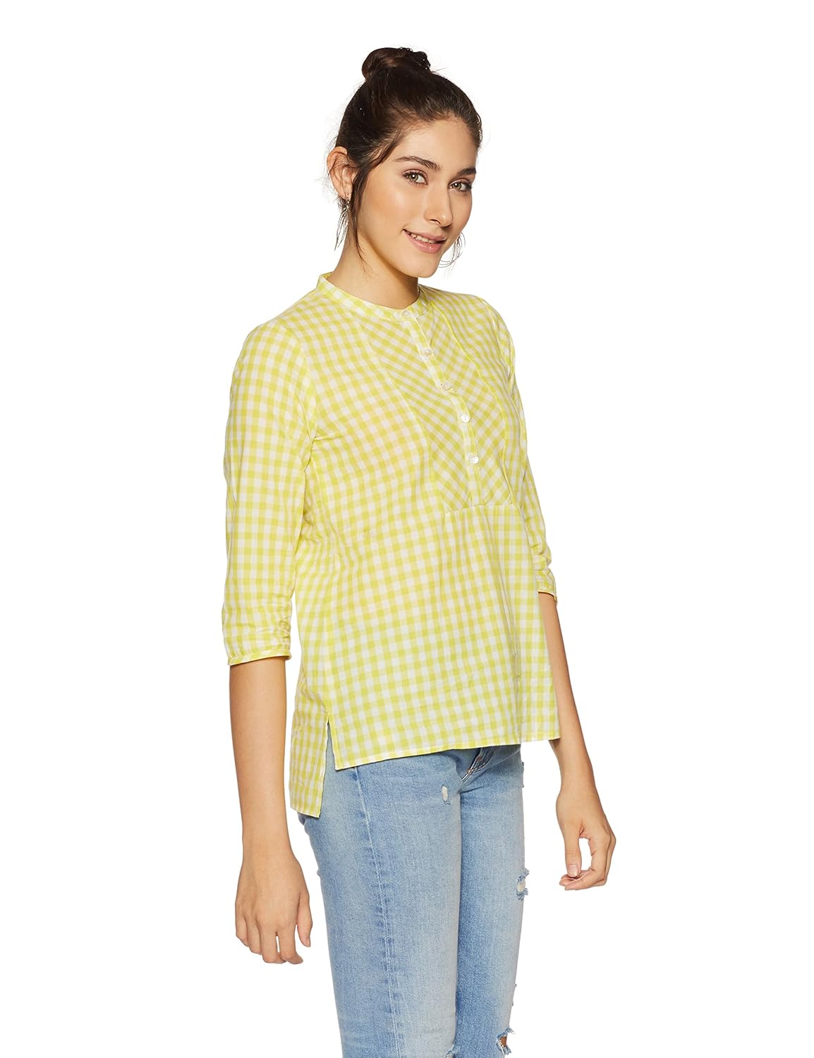 styleville.in women's checkered regular fit top