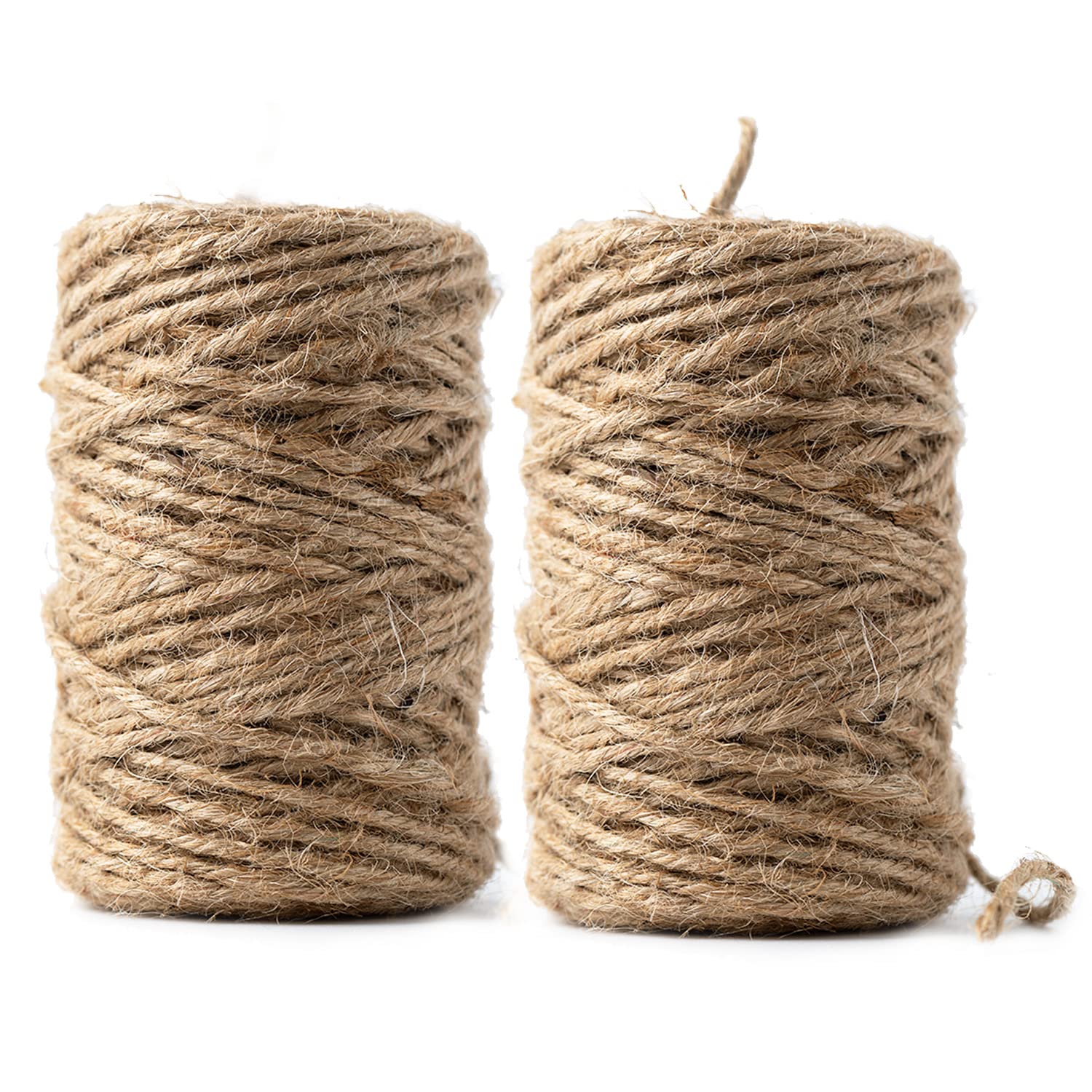 Pack of 2 Natural Brown String Rolls Household Kitchen Garden Applications Art Craft Projects Wall Hanging Floristry Cord Jute Twine Rope 60M per Roll