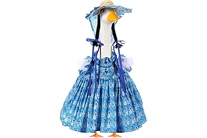 Reginary Winter Porch Goose Outfit for 23" Lawn Statue Holiday Goose Costume Snowflake Plaid Dress Wig Hat Necklace(Snowflakes,Blue)