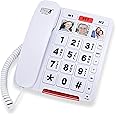 Future Call FC-2804 Big Button Phone for Seniors | 3 Picture Keys and Speakerphone | Amplified Telephones for Hearing Impaired Seniors 40db w/Extra Long 12' Cord | Simple Landline Phones for Seniors