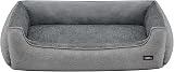 Feandrea XXL Linen Look Dog Bed with Raised Edges 120 x 90 cm Grey