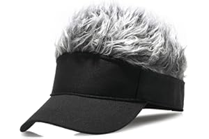 MESU Mens Visor Hat Wig Peaked Baseball Golf Cap with Fake Hair