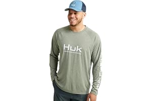 Huk Men's Americana Flag Pursuit | Long Sleeve Performance Fishing Shirt with +30 UPF Sun Protection