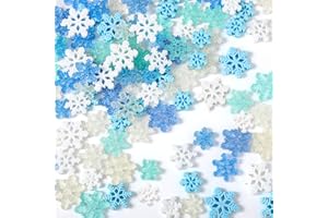 Thyle 250 Pcs Tiny Mini Christmas Resin Snowflake Decor Blue Christmas Charms Snowflakes Ornament Glitter Embellishment Snow Flakes DIY Craft for Xmas Tree Winter Wreath Vase Filler Decorations