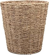 Woodluv Round Seagrass Waste Paper Bin E01-120 Stylish Eco Basket view 1