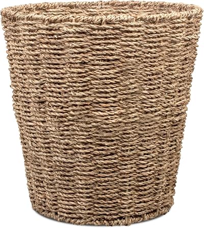 Woodluv Round Seagrass Waste Paper Bin E01-120 Stylish Eco Basket