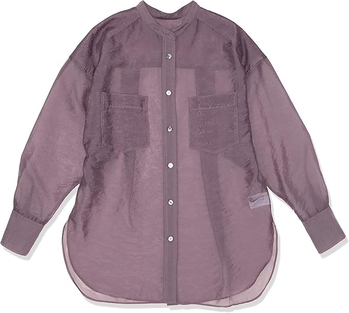 Amazon アダムエロペ シャツ バンドカラーシアーシャツ レディース Gah パープル 日本 F Free サイズ シャツ ブラウス 通販