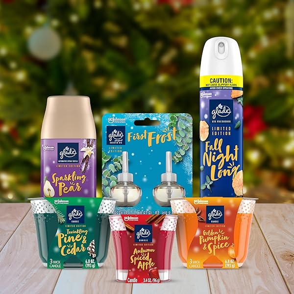 GLADE PLUGINS REFILLS AIR FRESHENER, SCENTED AND ESSENTIAL OILS FOR HOME AND BATHROOM, AUTUMN SPICED APPLE, LIMITED EDITION SCENT, 3.35 FL OZ, 5 COUNT