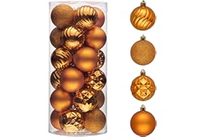 Valery Madelyn Christmas Tree Decorations Ornament Set for Fall Halloween Decor, 24ct 2.36 Inches Orange Shatterproof Christmas Ball Ornaments Hanging Xmas Holiday Party Decor