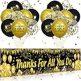 Thank You Appreciation Party Decorations Black Gold Thanks for All You Do Banner with 18 Pcs Balloons We Appreciate You Yard Sign Decor Gifts for Graduation Pastor Employee Staff Teachers Doctors