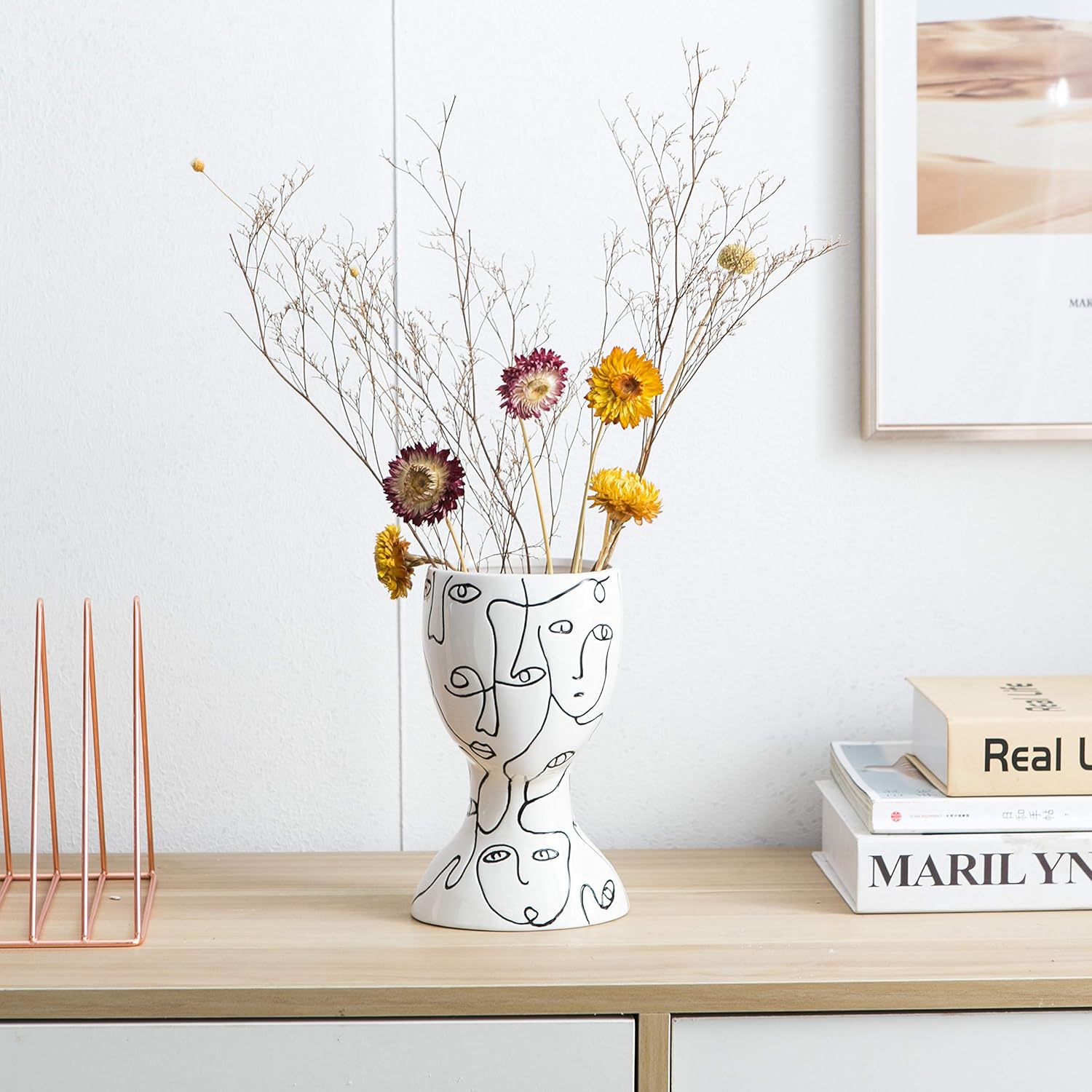 Kimdio Ceramic Flower Vase Irregular face Design Decorative Head Flower Vase for Home Decor Living Room, Home, Office, Centerpiece,Table and Wedding