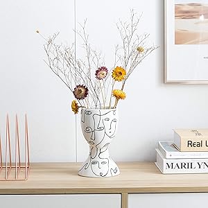 Kimdio Ceramic Flower Vase Irregular face Design Decorative Head Flower Vase for Home Decor Living Room, Home, Office, Centerpiece,Table and Wedding