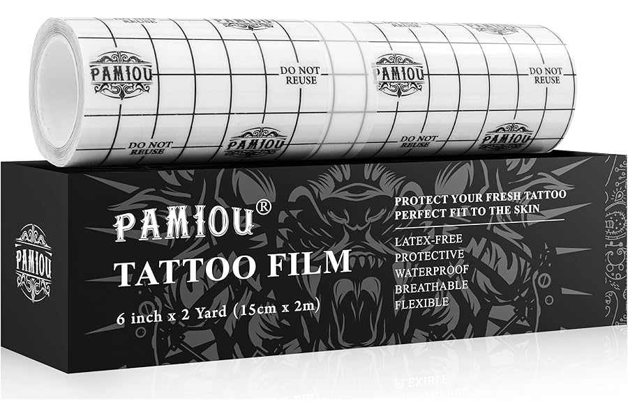 Pamiou Tatoo Aftercare Second Skin Tattoo Cover Up Patch – 6 Inches x 2 Yards Tattoo Wrap, Breathable, Waterproof, Transparent, Latex-Free Film, Protective Tape for Skin Recovery
