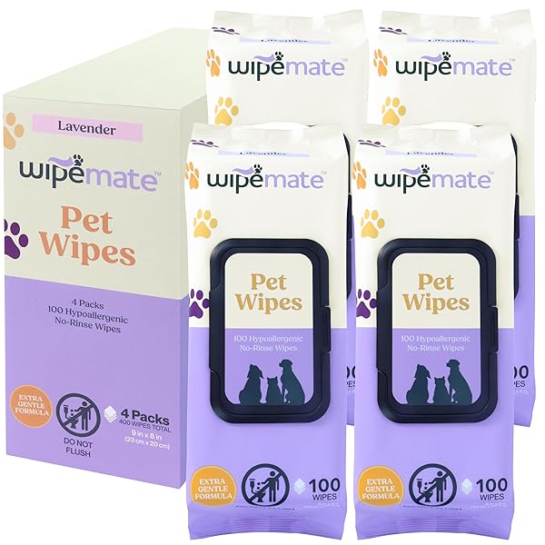 WIPEMATE 400CT LAVENDER EXTRA LARGE PET WIPES FOR...