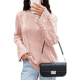 Balimtoy Women's Chunky Cable Knit Oversized Pullover Sweaters Casual Long Sleeve Crewneck Jumper Tops