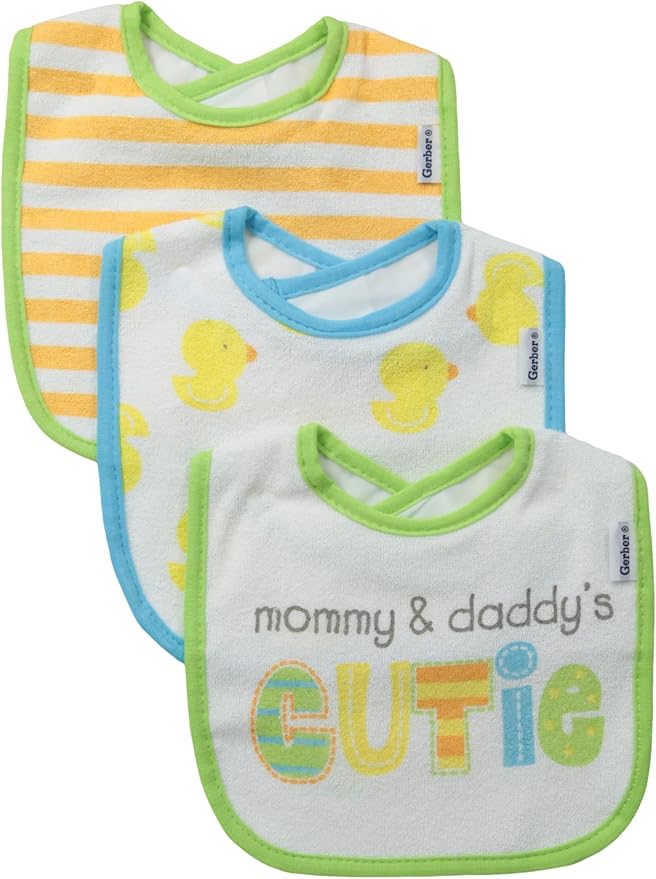 Gerber UnisexBaby Newborn 3 Pack Neutral Terry Dribbler Bib, Green