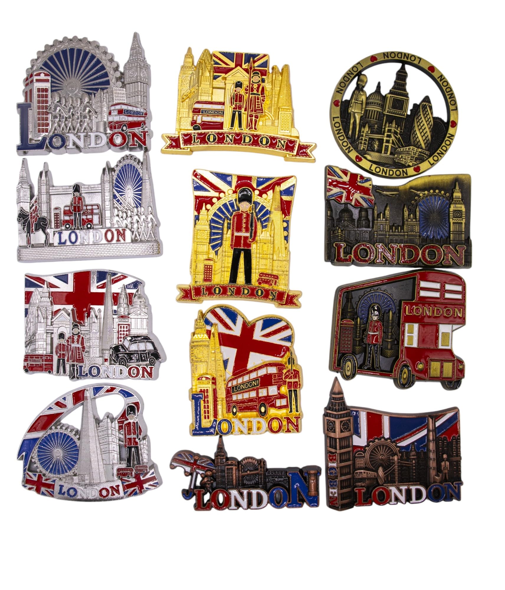 12 London Souvenirs Metal Fridge Magnets British Union Jack England Magnet UK Gift