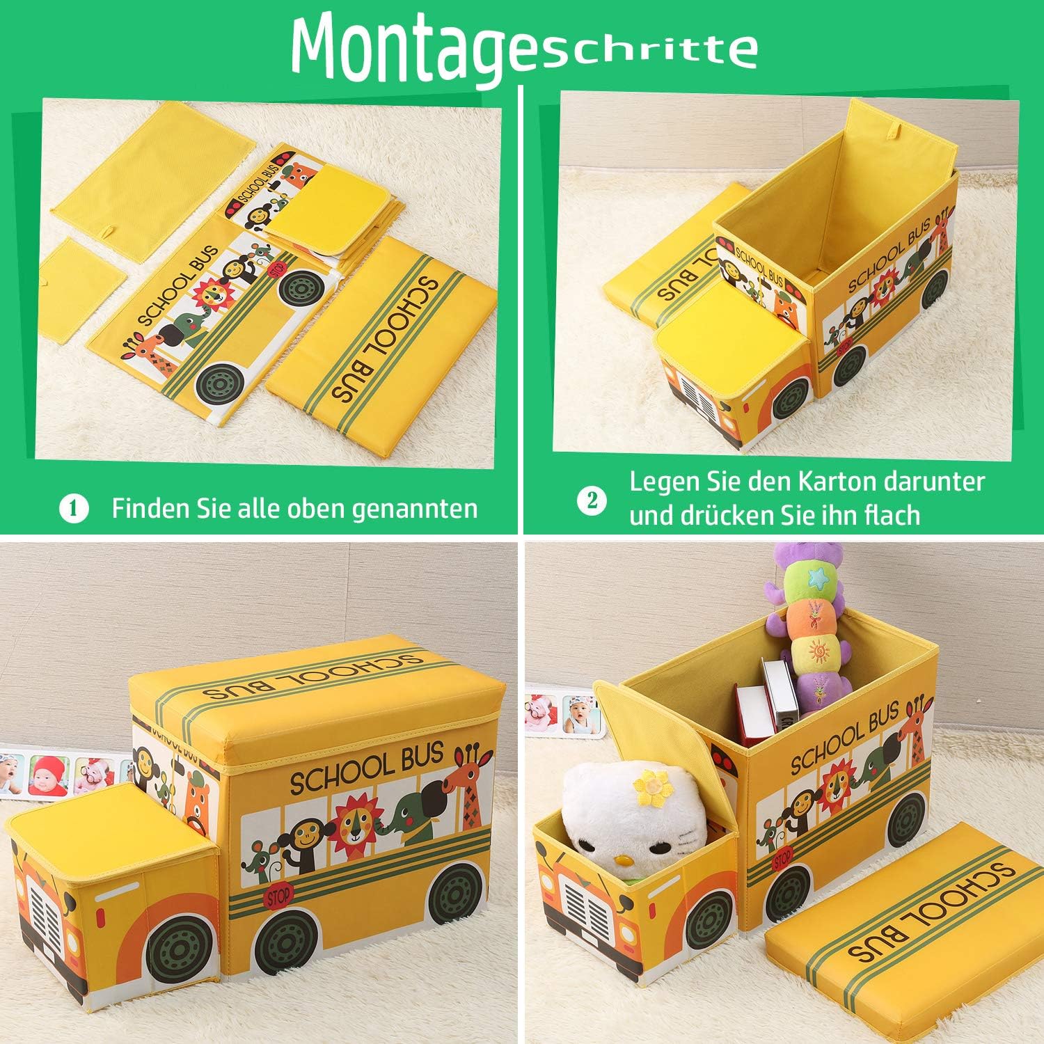 Pink Jungen & Mädchen Faltbare Aufbewahrungsbox mit Stauraum HUNLEE