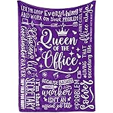 Secretary Gifts for Woman, Throw Blanket for Secretaries' Day Administrative Professional Day Gifts for Appreciation, Christmas, Birthday - 50" x 65" Queen of The Office