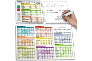 MOUNT WALKER Instant Pot Magnetic Cheat Sheet (1 Set of 3 Pcs) - Instant Pot Accessories, Pressure Cooker Cooking Times Chart, Quick Reference Guide Kitchen Set with Dry Erase Fridge Whiteboard, White