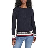 Tommy Hilfiger Womens Cotton Crewneck Cable Sweater