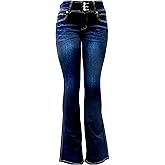Jack David /Sweet Look High Waist Juniors Womens Plus 70s Flared Bell Bottom Bootcut Denim Jeans Pants