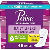 Poise Daily Liners, Incontinence Panty Liners, 2 Drop, 48 ct